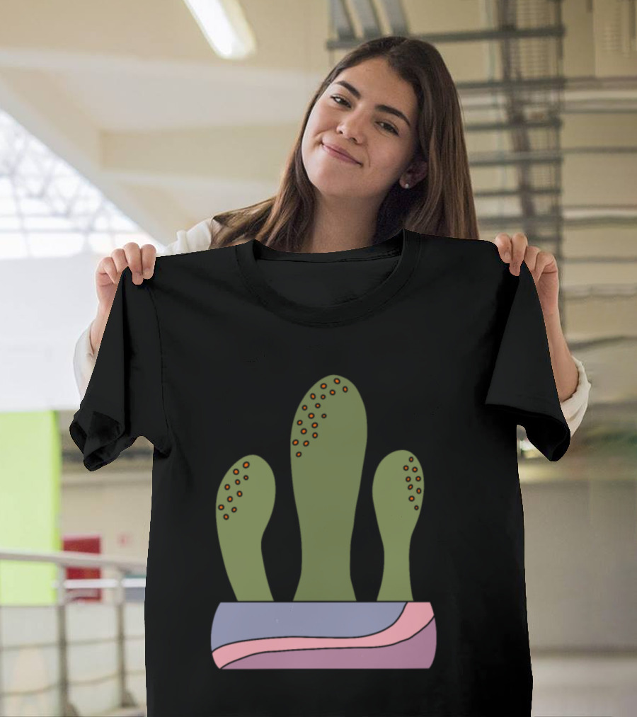 Cactus Space Creatures in Vibrant Planter with Alien Spikes T-Shirt