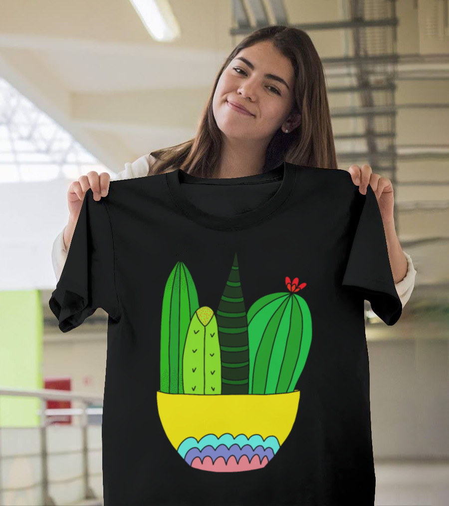 Cactus Succulent Arrangement Colorful Pot T-Shirt