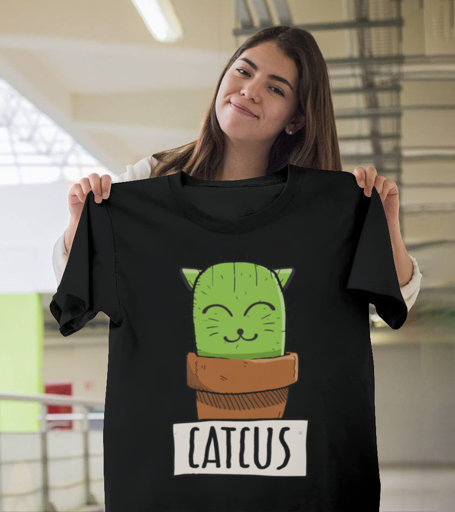 Catcus Cactus Cute Kitty Meow Lover T-Shirt