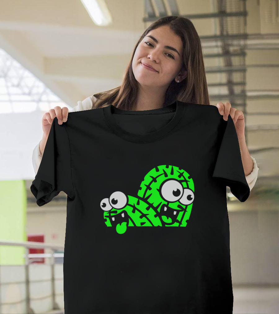 Comic Cartoon Cactus Funny Face Little Ground T-Shirt