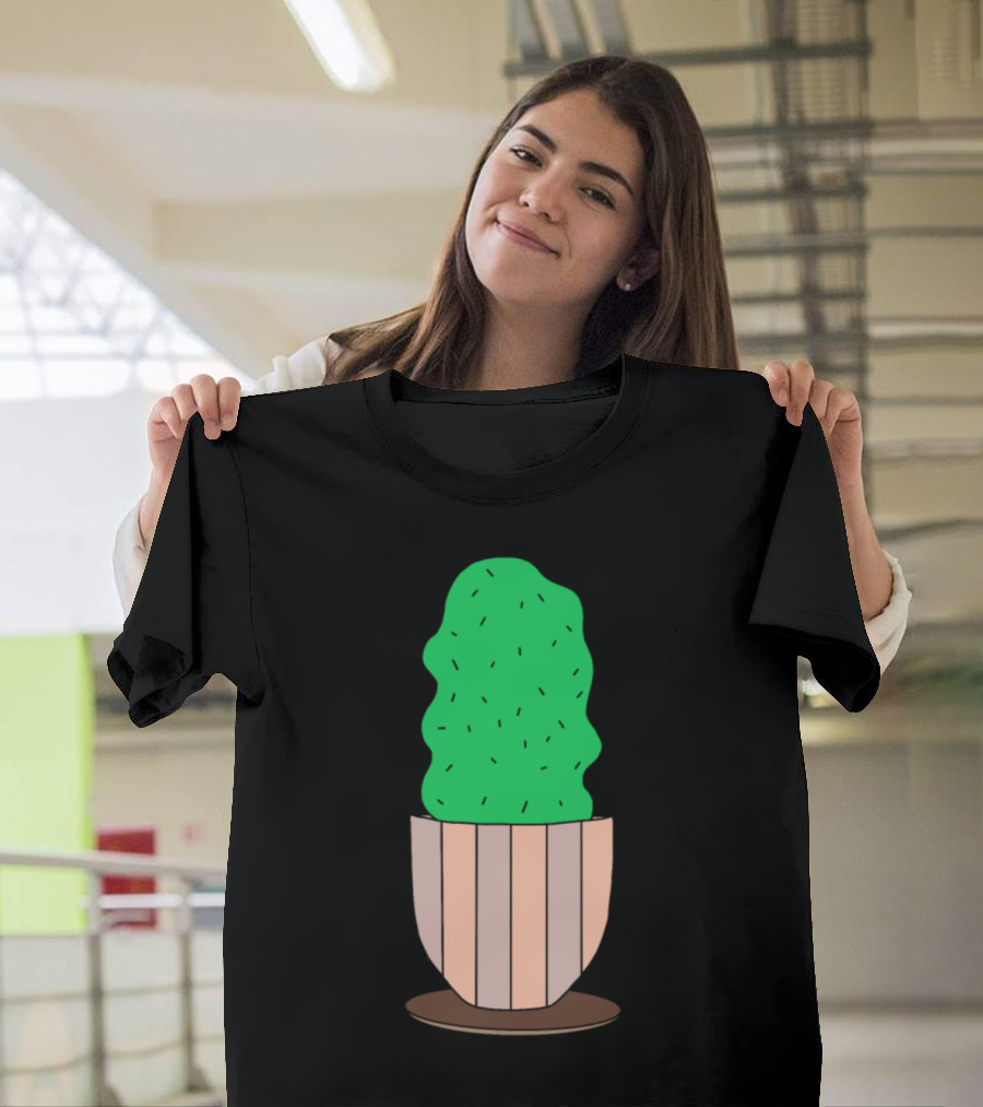 Curvy Cactus In A Natural Pot T-Shirt