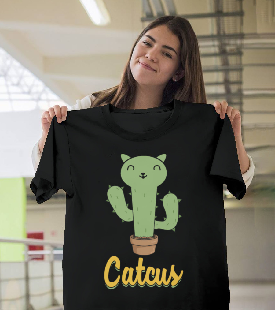 Catcus Cute Greeny Smiling Cactus On A Clay Pot T-Shirt