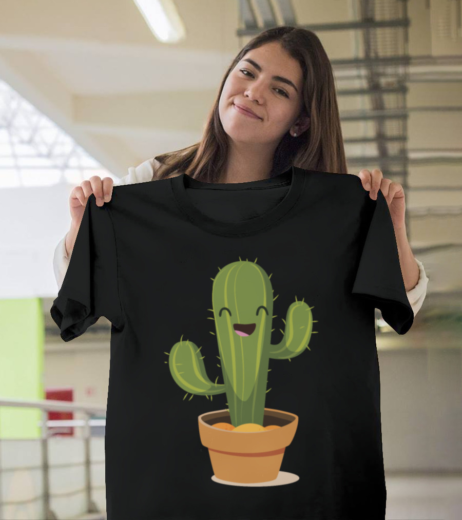 Smiling Cactus in a Flower Pot Garden Delight T-Shirt