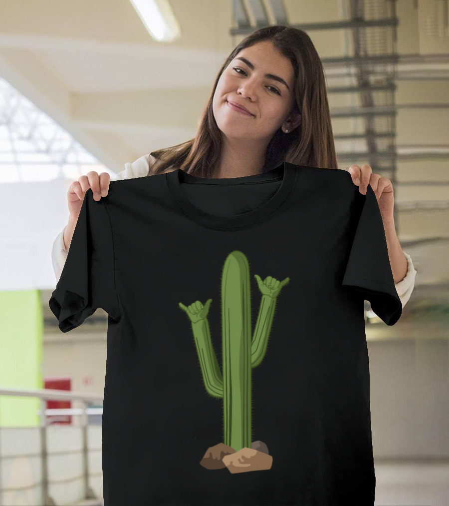 Desert Cactus Rock On Hand Gesture T-Shirt