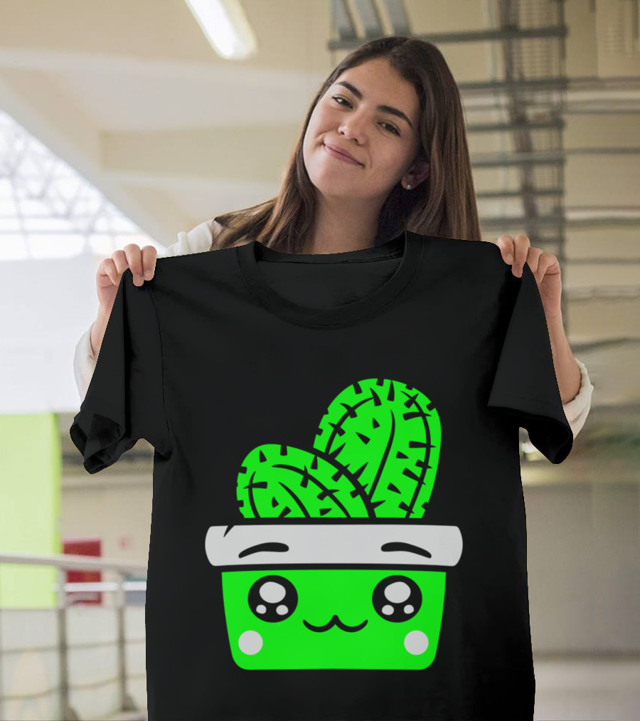 Face Baby Cactus Comic Cartoon Cactus Flower T-Shirt