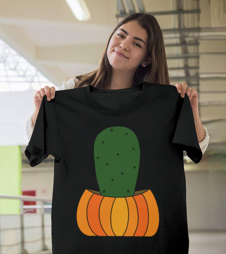 Halloween Pumpkin Cactus Fusion T-Shirt