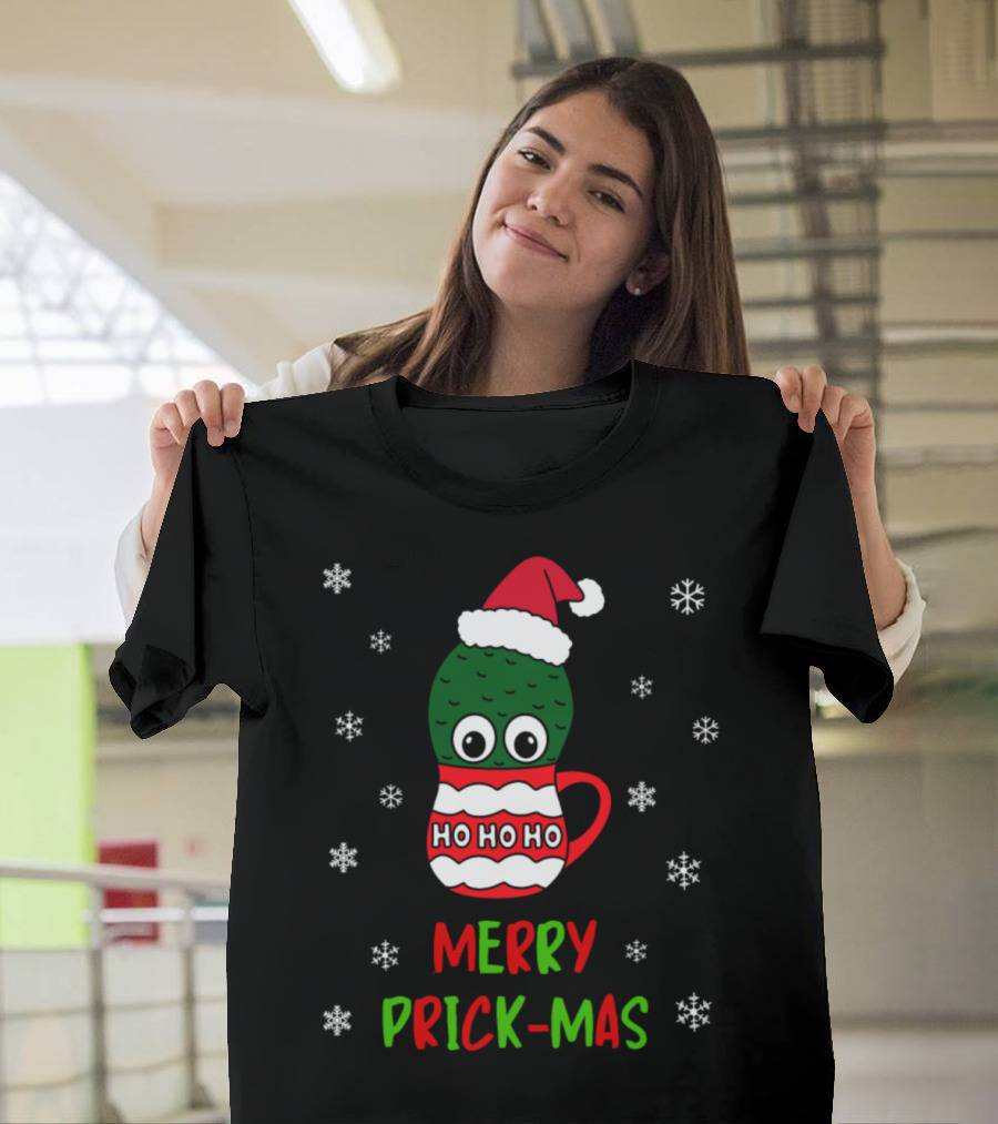 Merry Prick-Mas Cactus Santa Hat Ho Ho Ho Mug Snowflakes T-Shirt