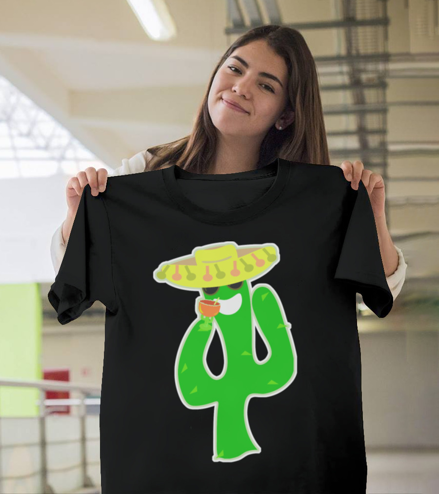 Party Cactus with Sombrero and Drink T-Shirt