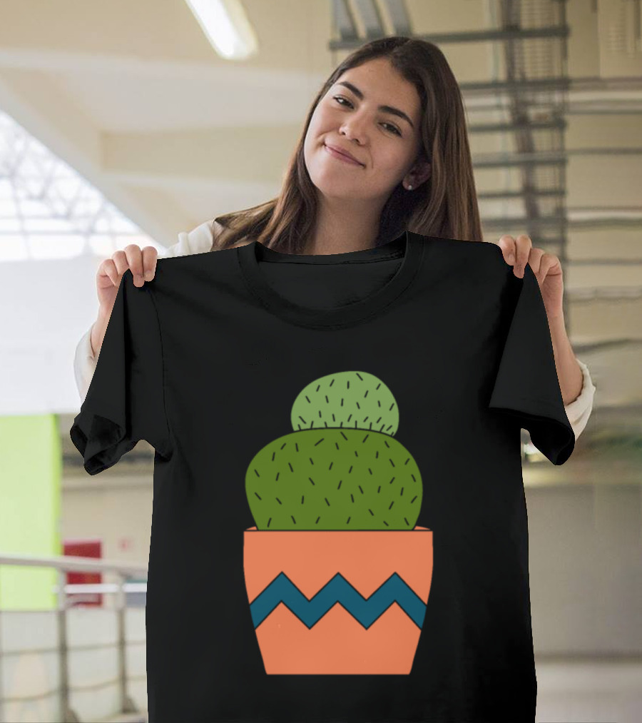 Round Cactus with Zigzag Patterned Pot T-Shirt