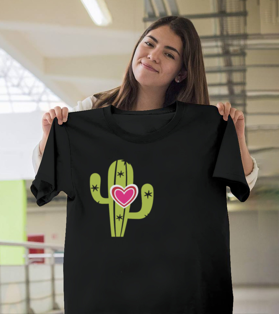 Stuck On You Valentines Cactus Heart T-Shirt