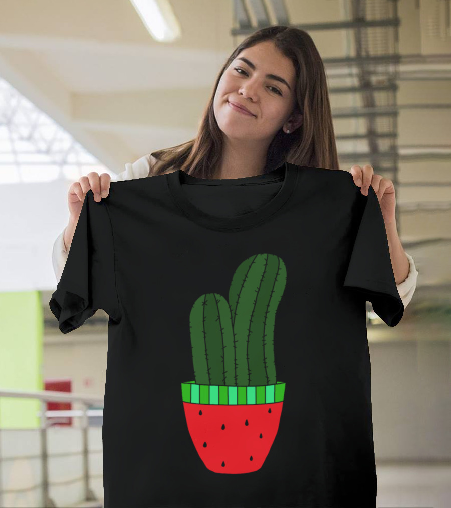 Watermelon Cactus Planter with Cucumber Cacti T-Shirt