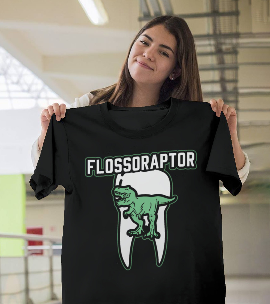 Flossoraptor Dinosaur Tooth Humor T-Shirt
