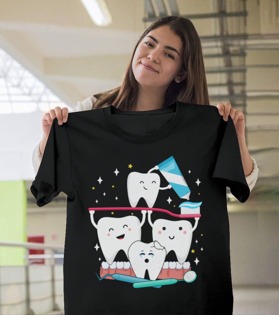 Mens Funny Toothpaste Dentist Happy Teeth T-Shirt