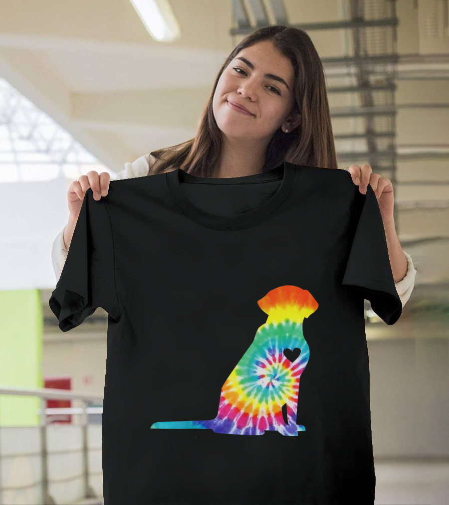 Tie Dye Labrador with Heart Hippie Dog T-Shirt