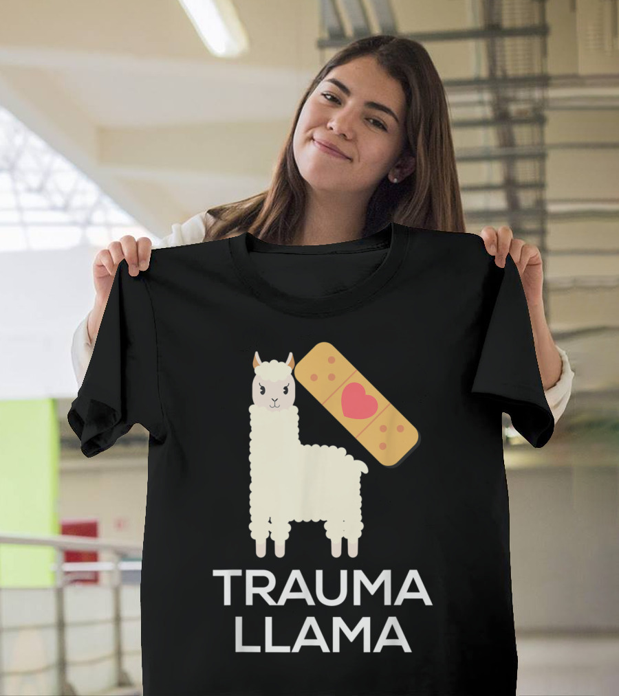 Trauma Llama Nurse EMS ER Appreciation with Bandage Heart T-Shirt