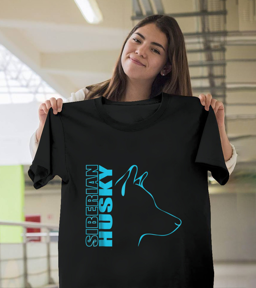 Siberian Husky Outline Profile Fun Blueprint T-Shirt