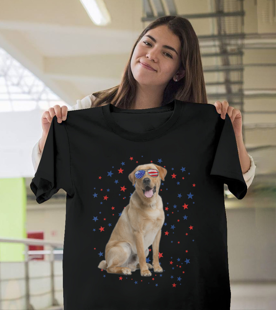Labrador Americ Labrador Merica Sunglasses Stars Dog T-Shirt