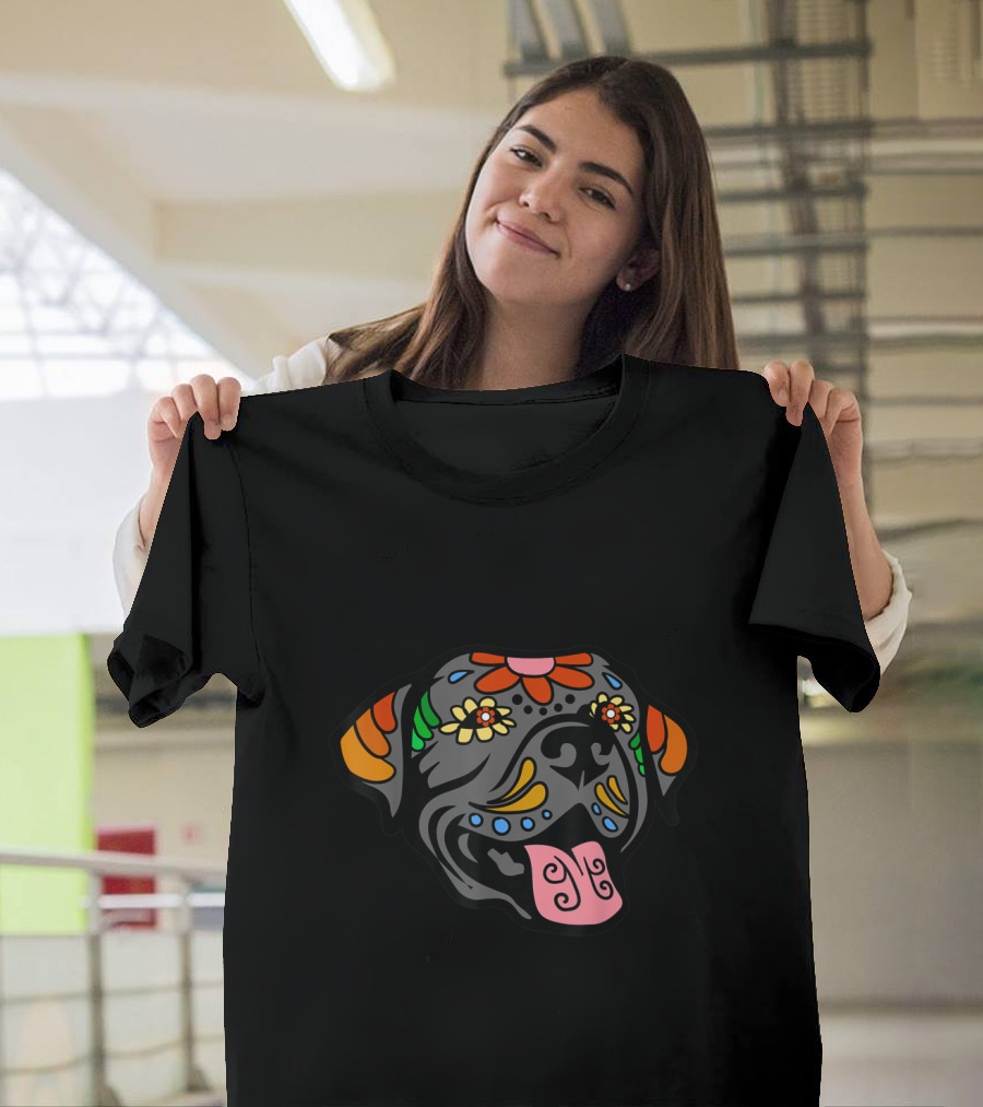 Labrador Retriever Sugar Skull Art Day of the Dead T-Shirt