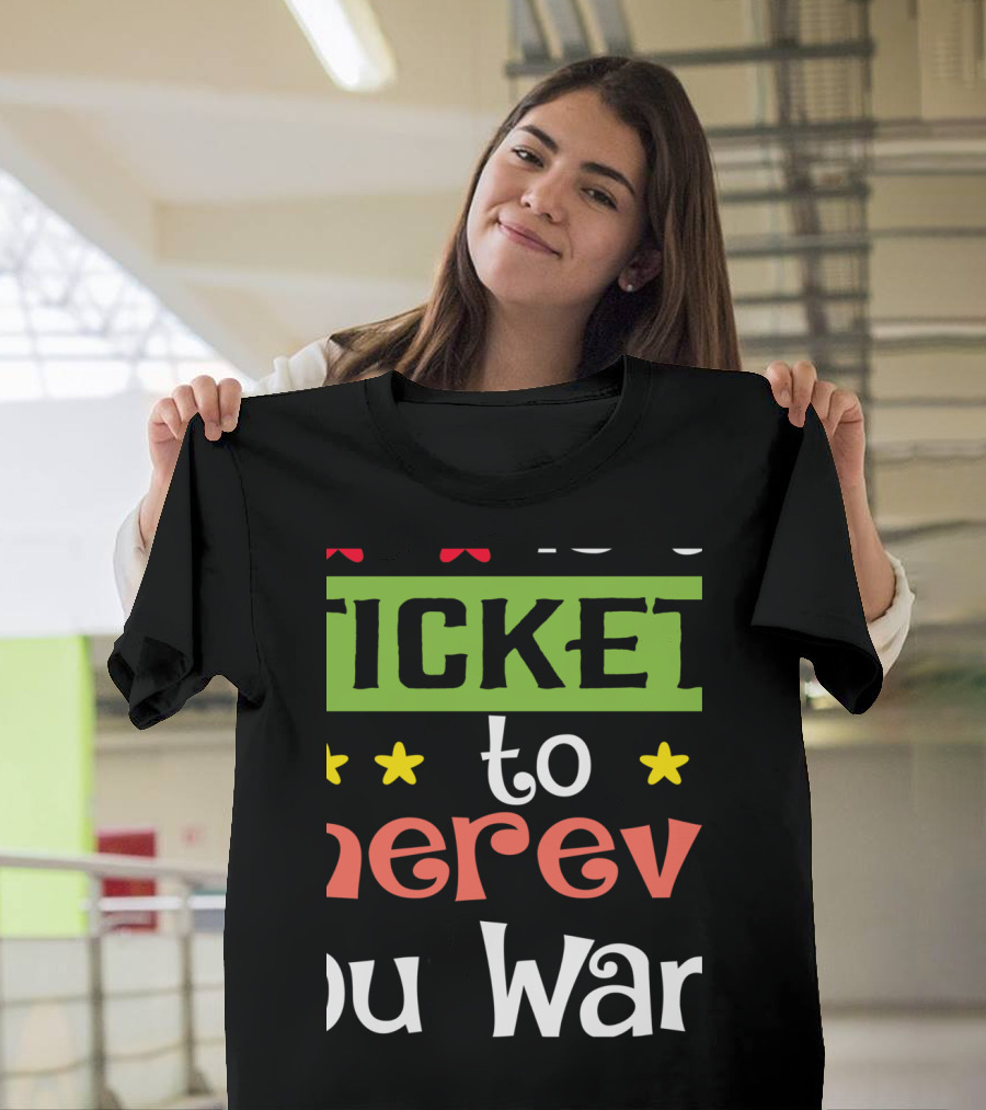 Reading Book is a Ticket to Wherever You Want Playful Typography with Stars T-Shirt