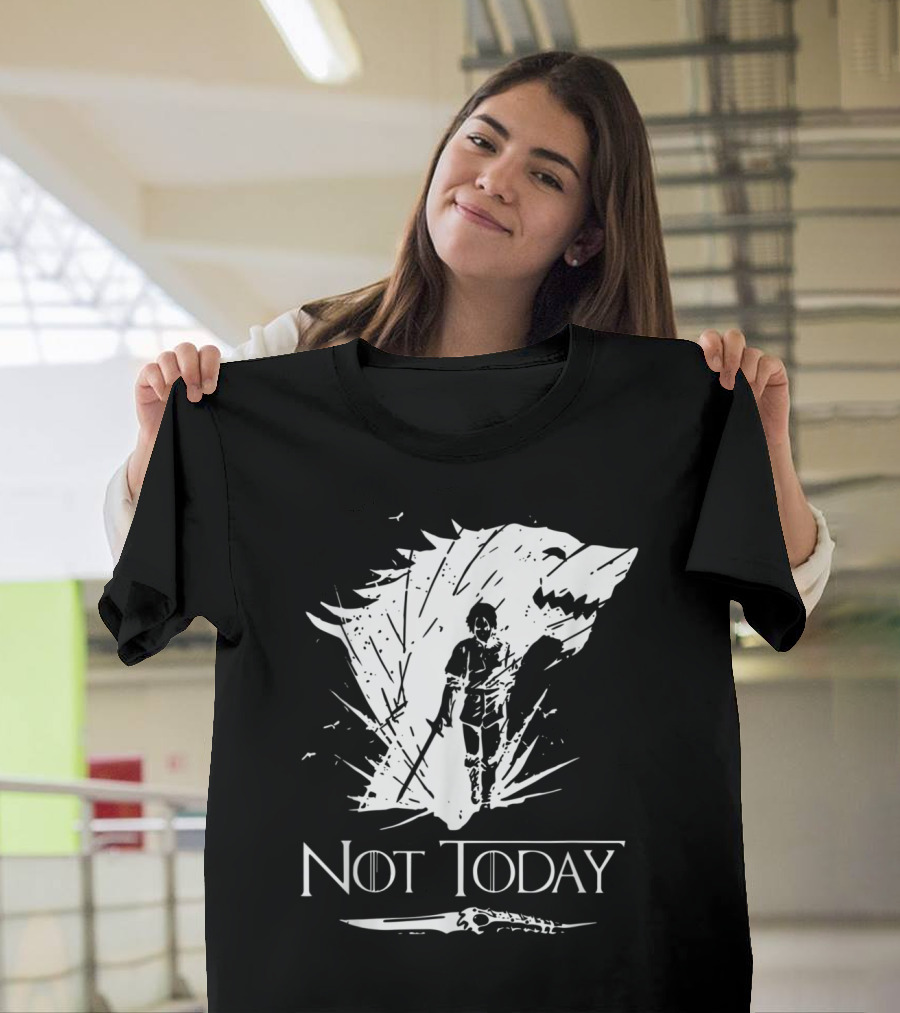 Not Today Sword Wolf Iconic Fantasy Character T-Shirt