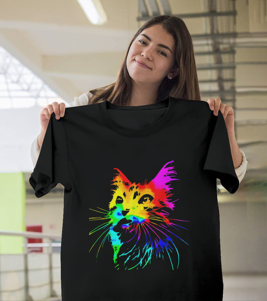 Tie Dye Cat Psychedelic Rainbow T-Shirt