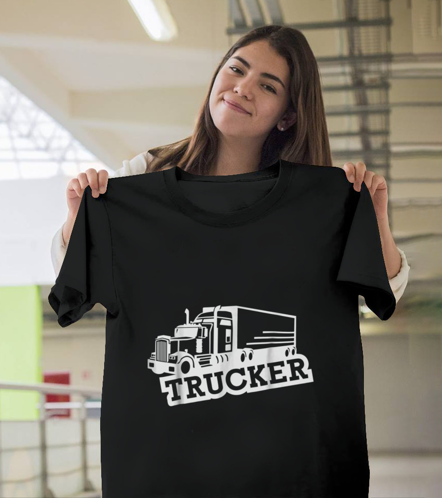 Trucker with Classic Big Rig Truck T-Shirt