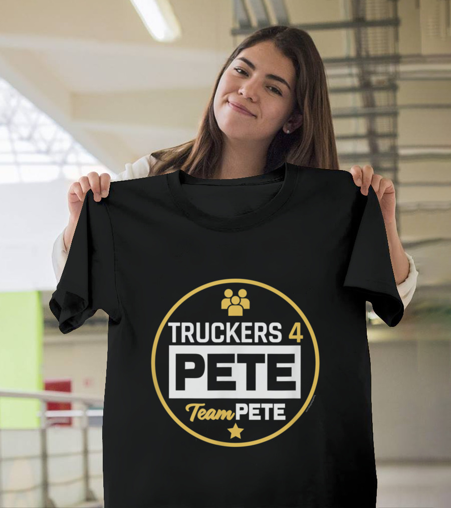 Truckers 4 Pete Team Pete Buttigieg Support Badge with Iconic Outline Star and Figures T-Shirt