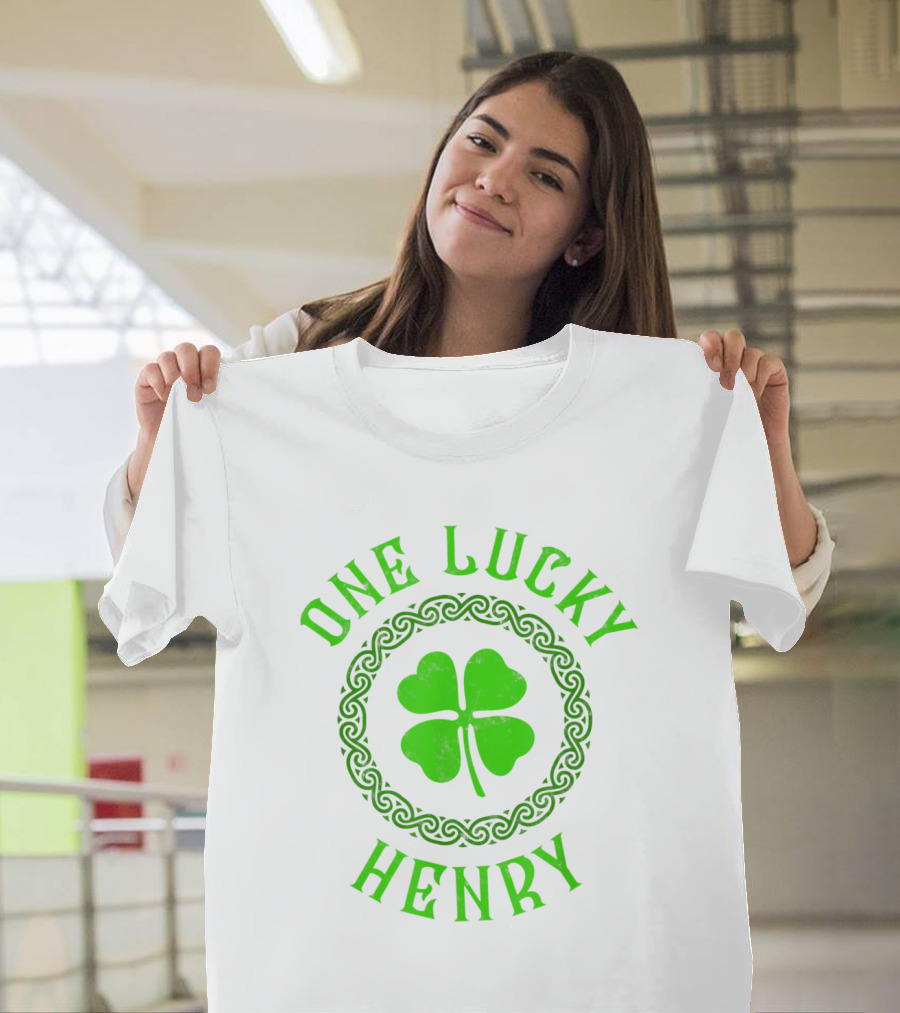 One Lucky Henry Celtic Four-Leaf Clover Irish T-Shirt