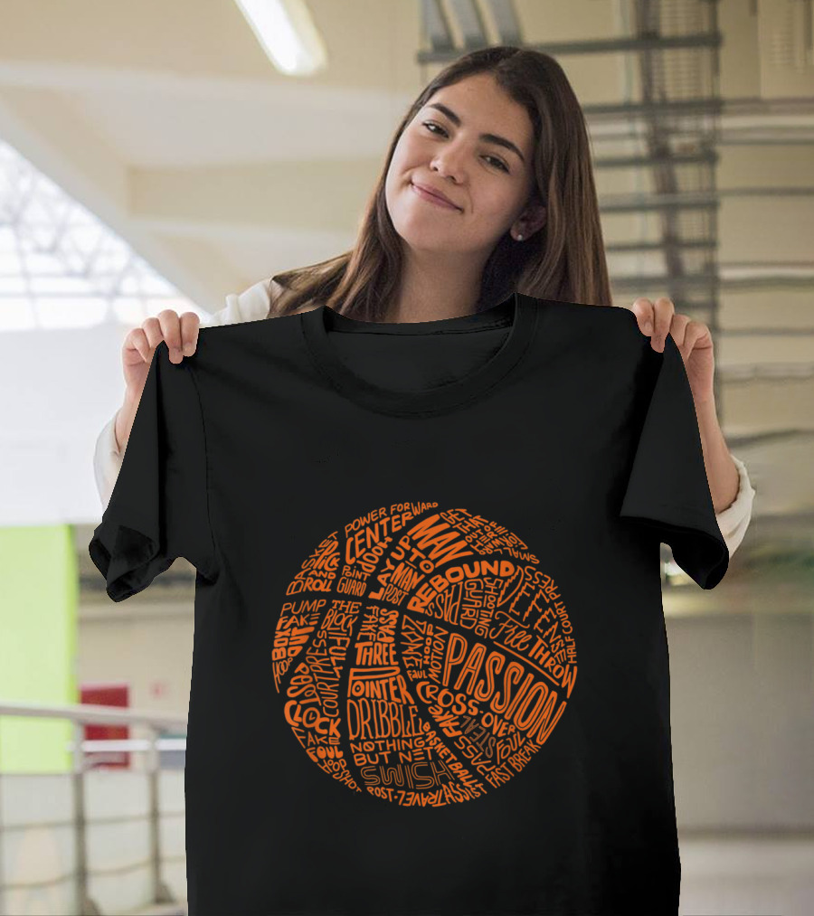 Passion Rebound Dribble Basketball Terms Word Art Sphere T-Shirt