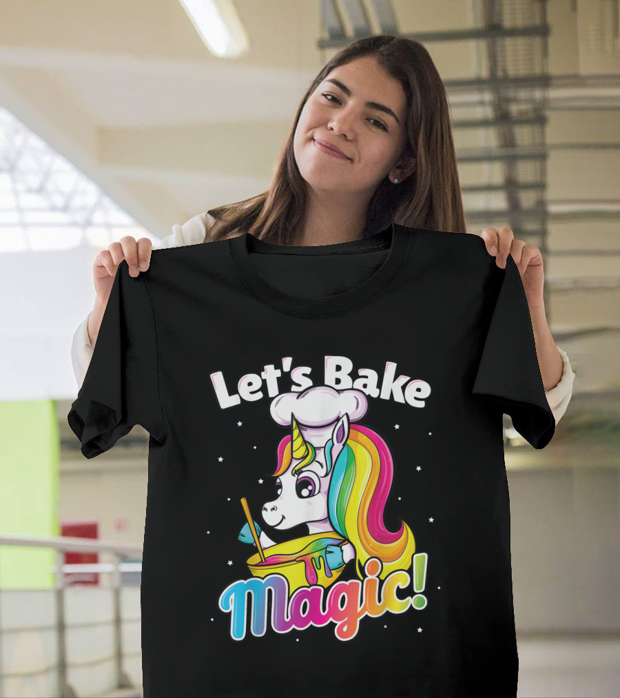 Let's Bake Magic with Unicorn Rainbow Cupcake Cake T-Shirt
