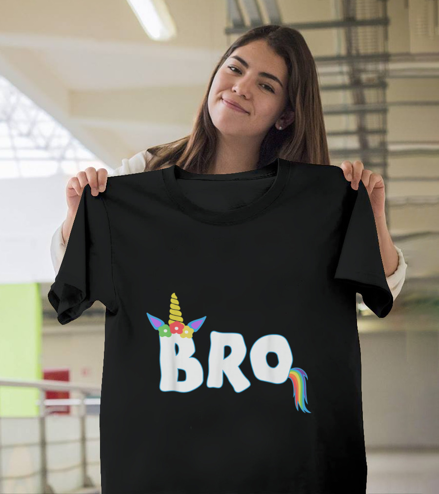 Unicorn Bro Birthday Girl Brother Family Rainbow T-Shirt