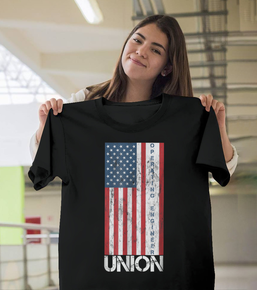Union Operating Engineer American Flag T-Shirt