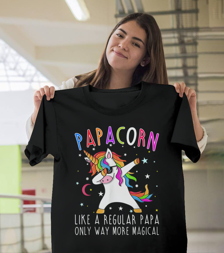 Papacorn Like a Regular Papa Only Way More Magical Dab Unicorn T-Shirt