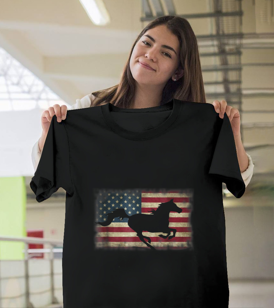 American Flag Horse Love Patriotic T-Shirt