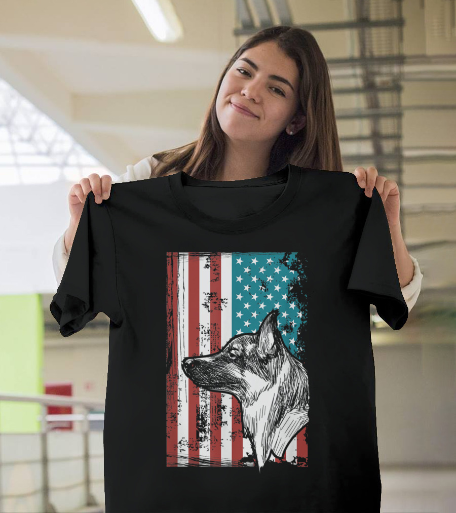 Patriotic German Shepherd American Flag Fourth of July T-Shirt