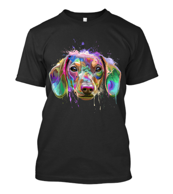 Colorful Splash Art Dachshund Dog Head T-Shirt