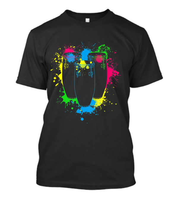 Conga Drums Neon Paint Splatter T-Shirt