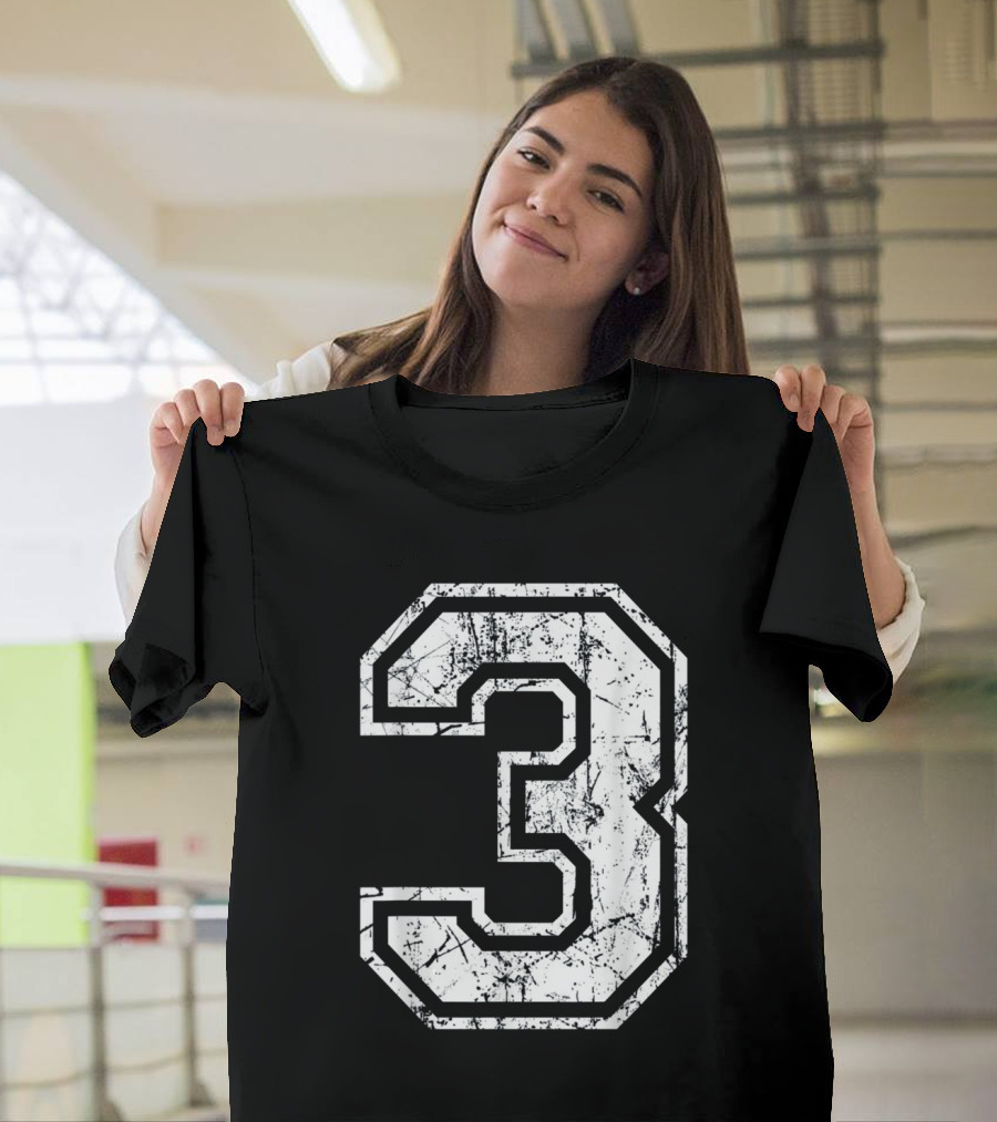 Number 3 Grunge Sports Jersey Fan Team T-Shirt