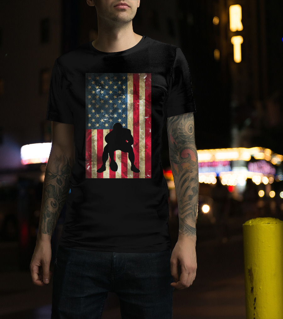 USA Flag Football Pittsburgh American Flag And Player T-Shirt