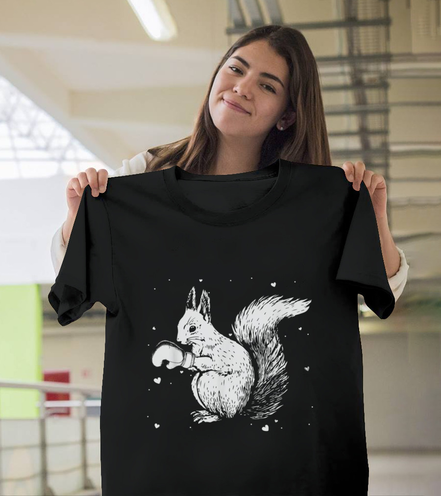Squirrel Boxer Animal Lover Cute Heart T-Shirt