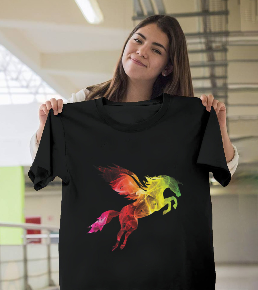 Pegasus Colorful Horse Cool Unicorn Horse Love Rainbow Winged Creature T-Shirt