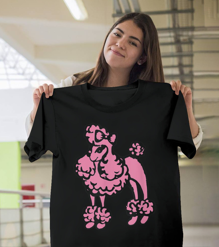 Retro Pink Poodle Graphic in Classic 50s T-Shirt