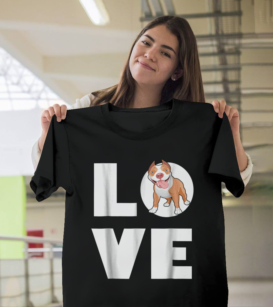 LOVE Pitbull Cartoon T-Shirt