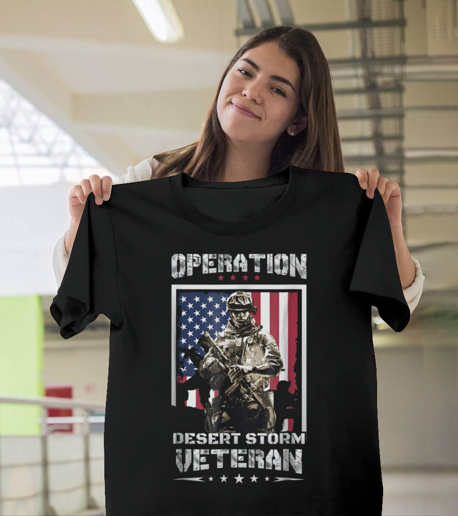 Operation Desert Storm Veteran American Flag Soldier Valor T-Shirt