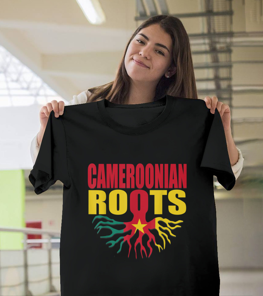 Cameroonian Roots Cameroon Flag with Storecastle Emblem and Vibrant Colors T-Shirt