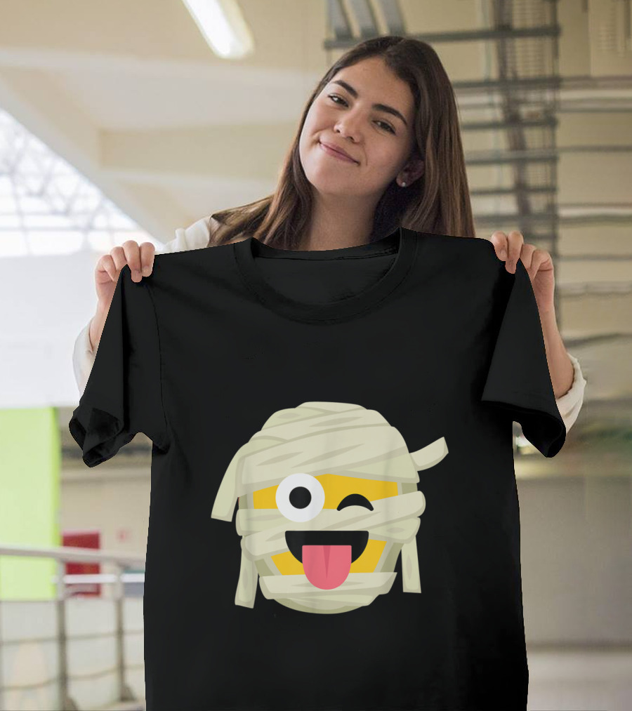 Mummy Emoji with Winking Expression and Tongue Out T-Shirt