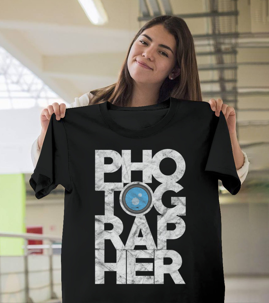 Photographer Lens Text Art Photography T-Shirt