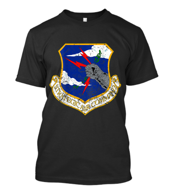 Strategic Air Command Emblem With Blue Shield And Red Lightning Bolts T-Shirt