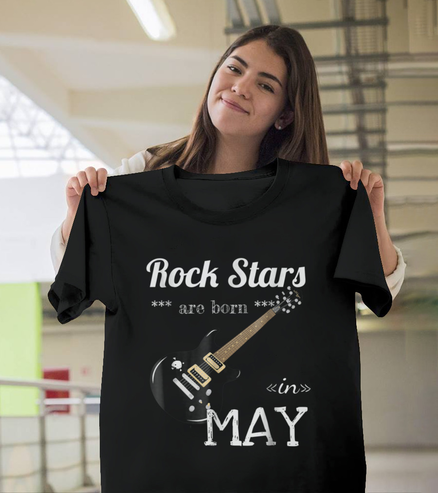 Rock Stars Are Born in May with Electric Guitar T-Shirt