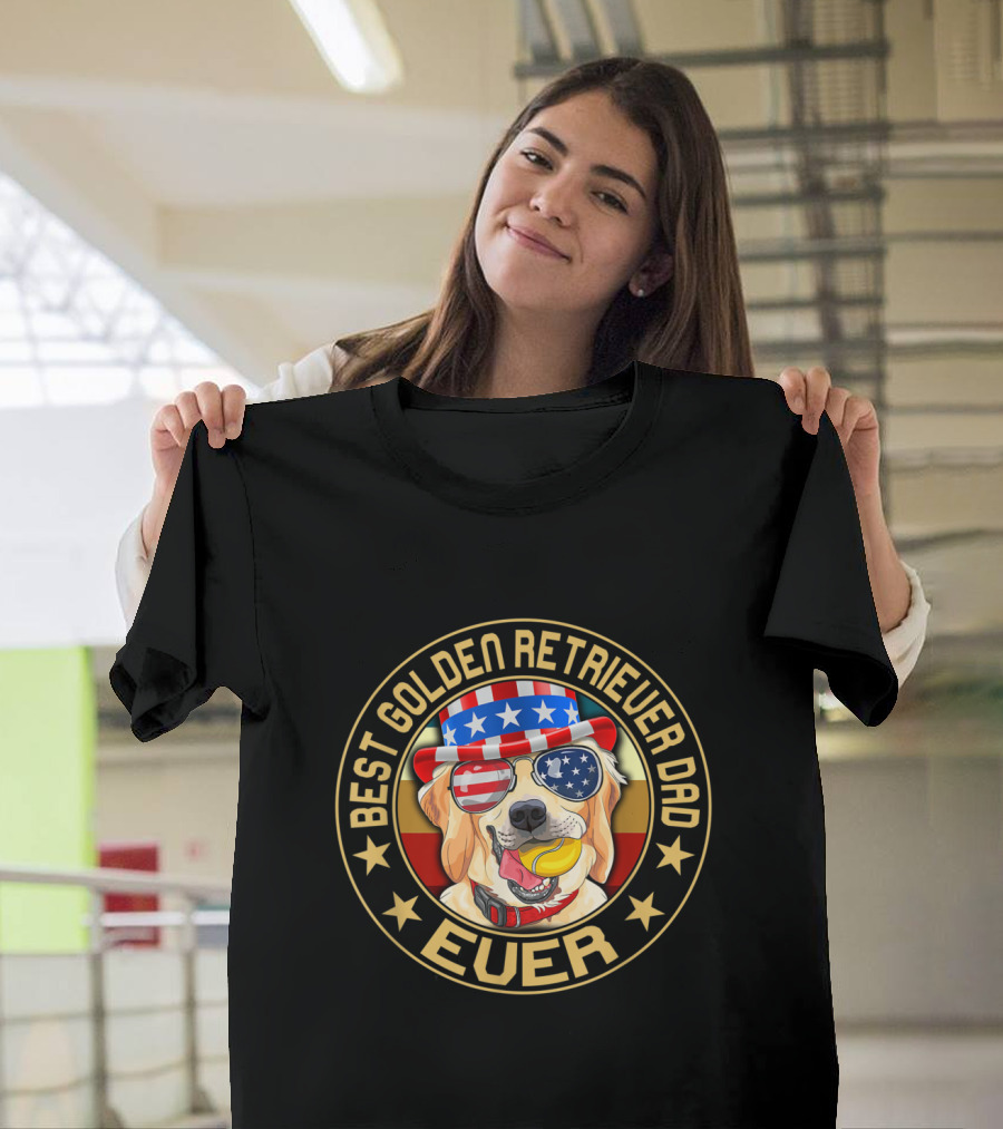 Best Golden Retriever Dad Ever USA Patriotic T-Shirt